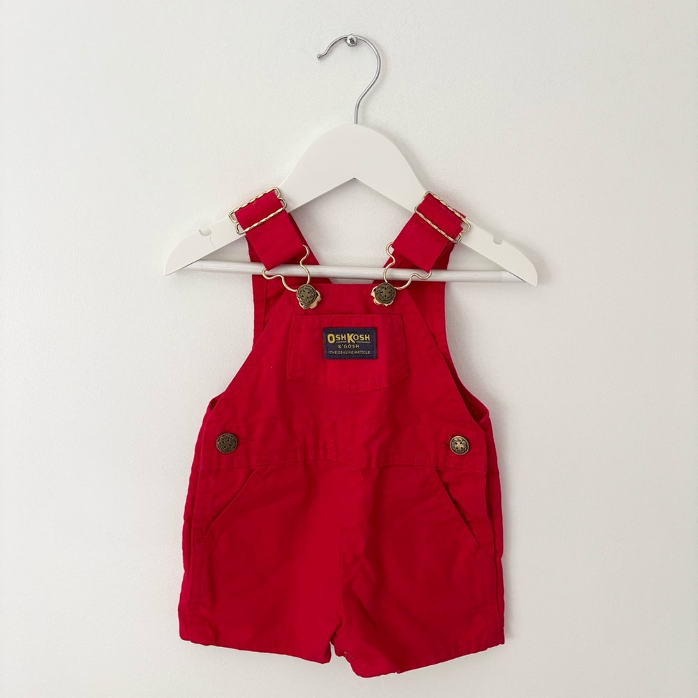Vintage Made in USA OshKosh Red Shortalls size 6-9 months